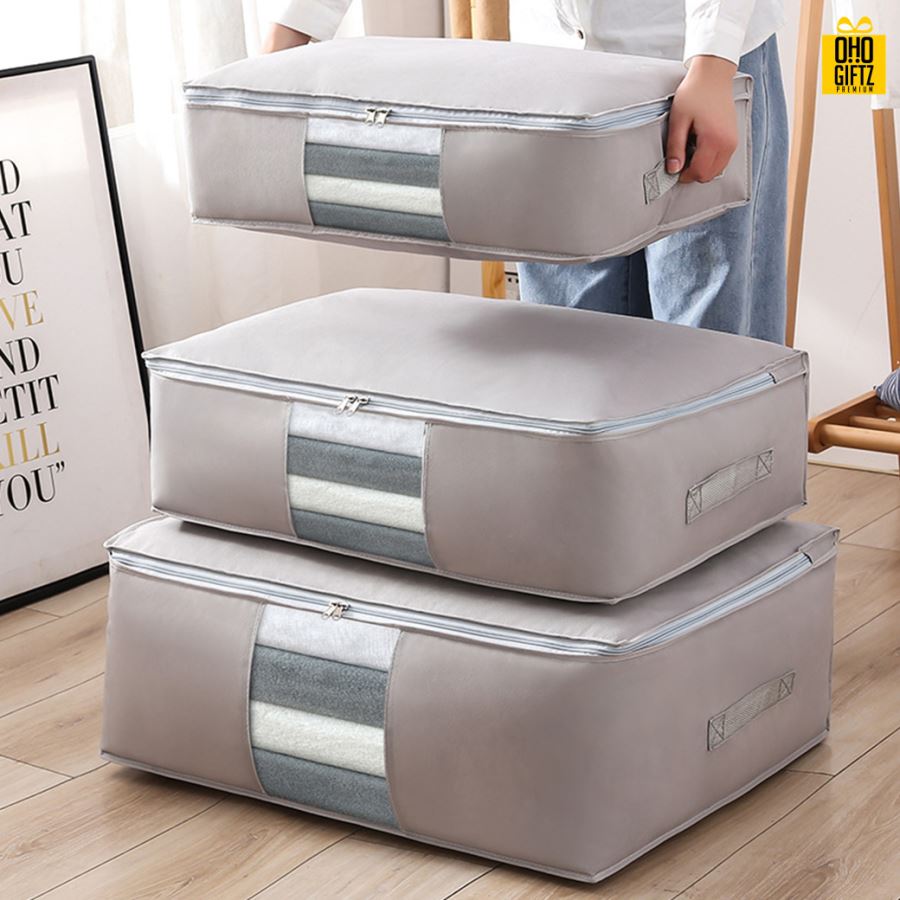 กระเป๋าผ้าเก็บผ้านวม สกรีนโลโก้  ทำเป็นของพรีเมี่ยมได้