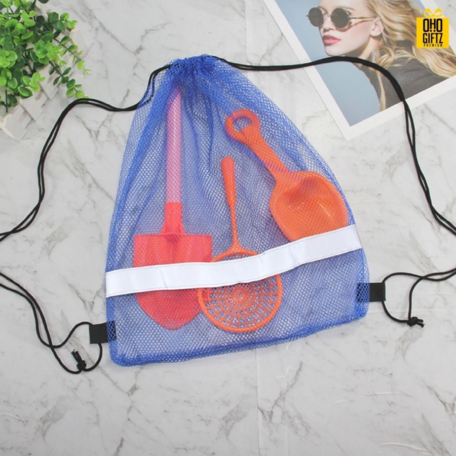 กระเป๋าตาข่ายโพลีเอสเตอร์ สกรีนโลโก้ ทำเป็นของพรีเมี่ยม