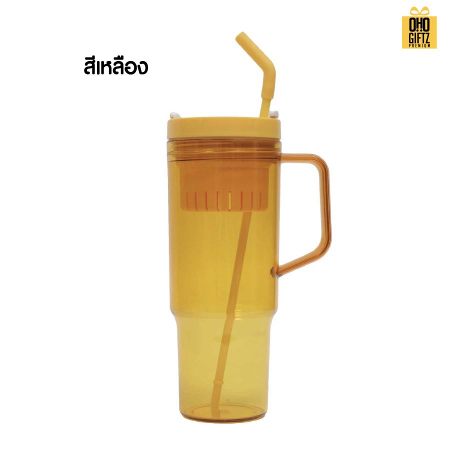 แก้วพลาสติกขนาดใหญ่พร้อมหลอด สกรีนโลโก้ ทำเป็นของพรีเมี่ยมได้