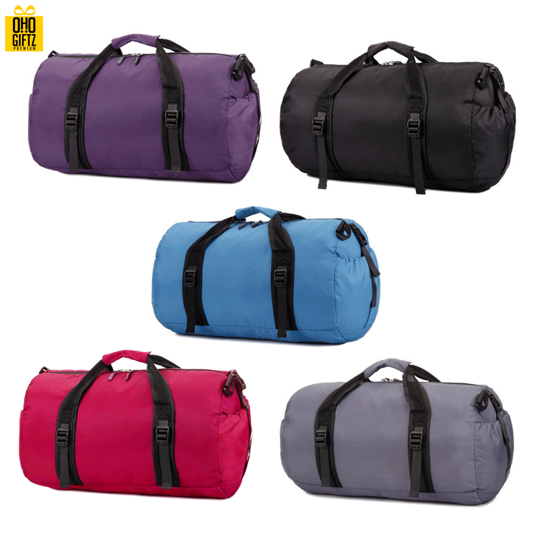 กระเป๋าใส่เสื้อผ้าทรงยาวพับเก็บได้ Folding Travel Bag สกรีนโลโก้ ขั้นต่ำ 100 ชิ้น