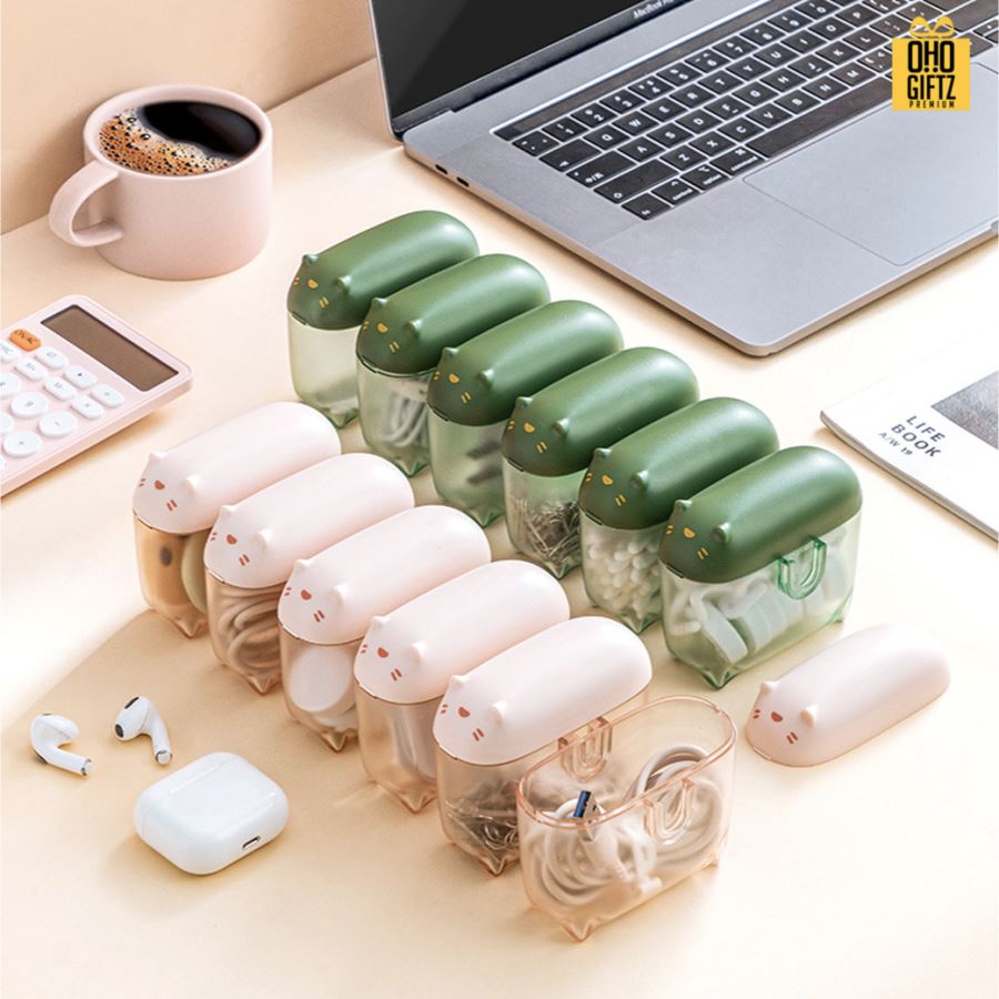 กล่องเก็บหูฟังแมวเหมียว สกรีนโลโก้ ทำเป็นของพรีเมี่ยมได้