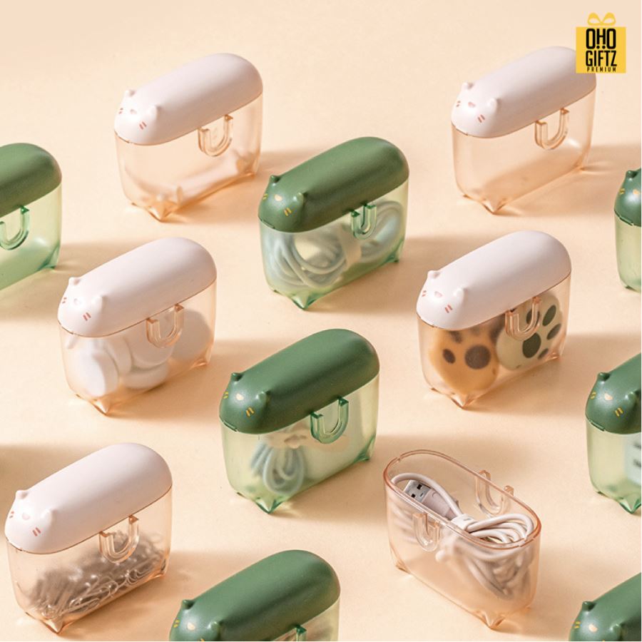 กล่องเก็บหูฟังแมวเหมียว สกรีนโลโก้ ทำเป็นของพรีเมี่ยมได้