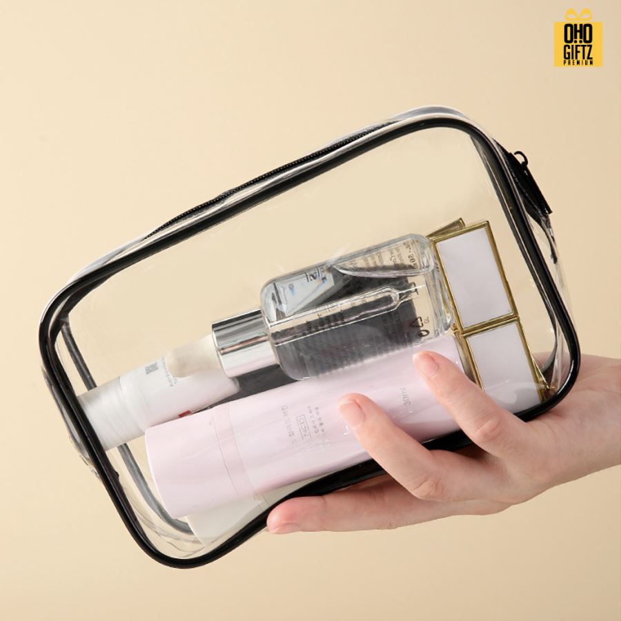 กระเป๋าใส่เครื่องสำอาง PVC สกรีนโลโก้  ทำเป็นของพรีเมี่ยมได้