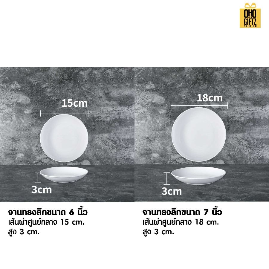 จานเมลามีนทรงกลม สกรีนชื่อ สกรีนโลโก้ทำเป็นของพรีเมี่ยมได้