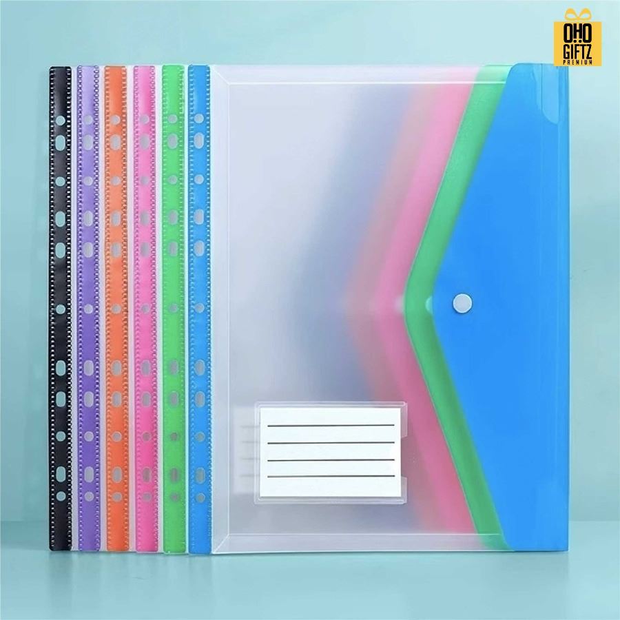 ซองพลาสติกใส่เอกสารแบบเจาะรูเข้าห่วง สกรีนชื่อ สกรีนโลโก้ ทำเป็นของพรีเมี่ยมได้