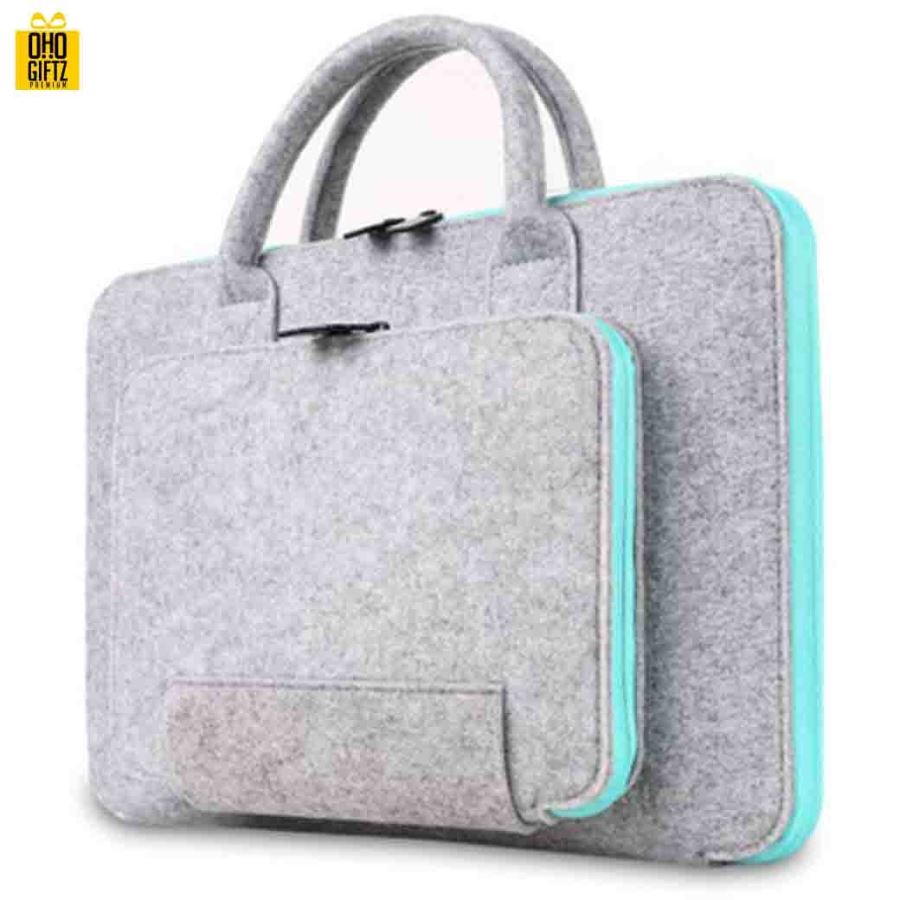 กระเป๋าโน้ตบุ๊คผ้า Felt สกรีนชื่อ, โลโก้ได้