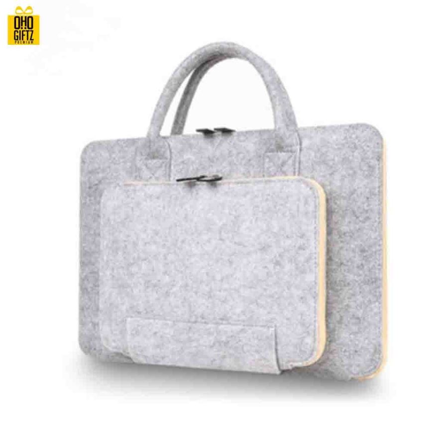 กระเป๋าโน้ตบุ๊คผ้า Felt สกรีนชื่อ, โลโก้ได้