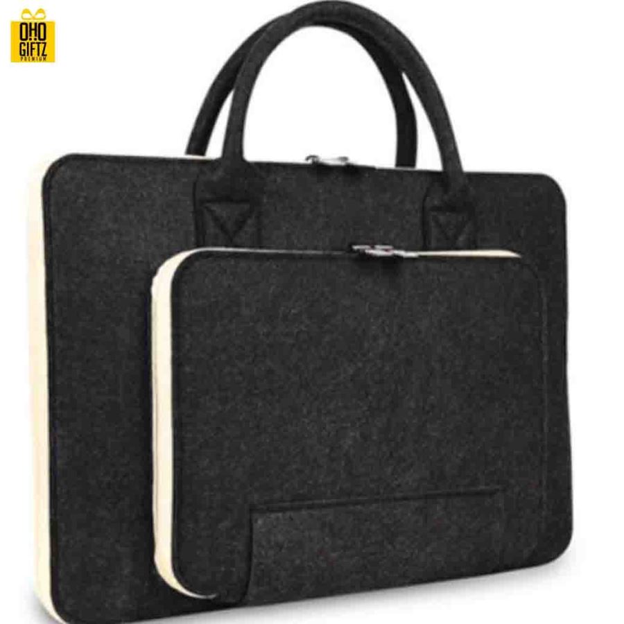 กระเป๋าโน้ตบุ๊คผ้า Felt สกรีนชื่อ, โลโก้ได้