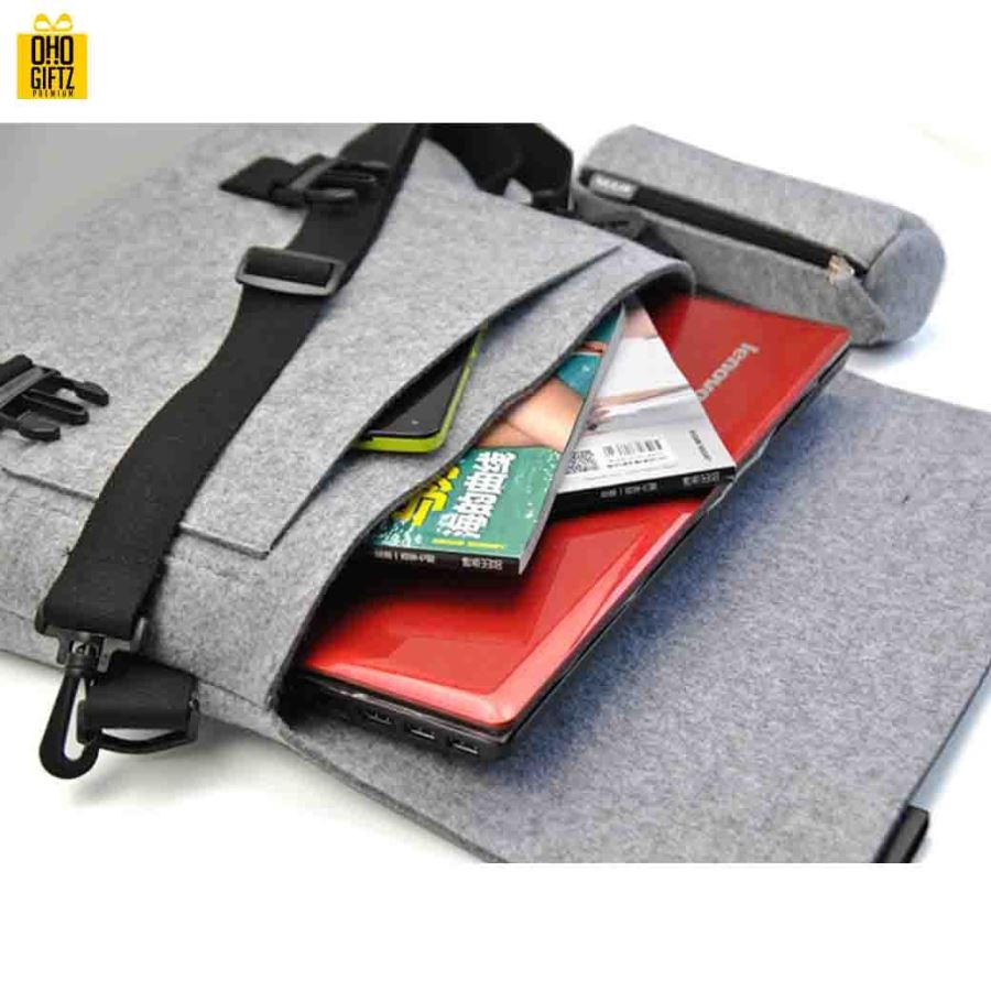 กระเป๋าโน้ตบุ๊กผ้า Felt สกรีนชื่อ, โลโก้ได้