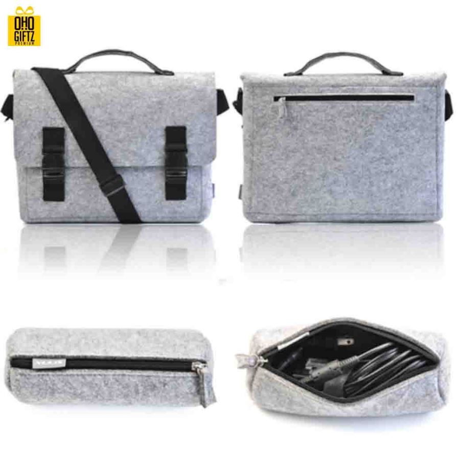 กระเป๋าโน้ตบุ๊กผ้า Felt สกรีนชื่อ, โลโก้ได้