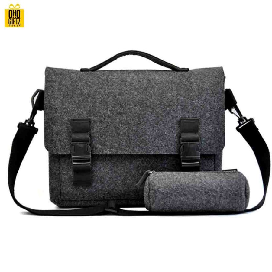 กระเป๋าโน้ตบุ๊กผ้า Felt สกรีนชื่อ, โลโก้ได้