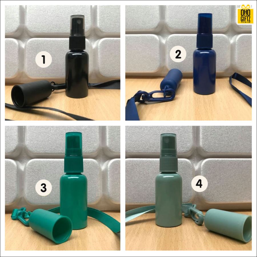 ขวดสเปรย์บรรจุแอลกอฮอล์พร้อมใช้มาพร้อมสายคล้องคอ ติดโลโก้ฟรี