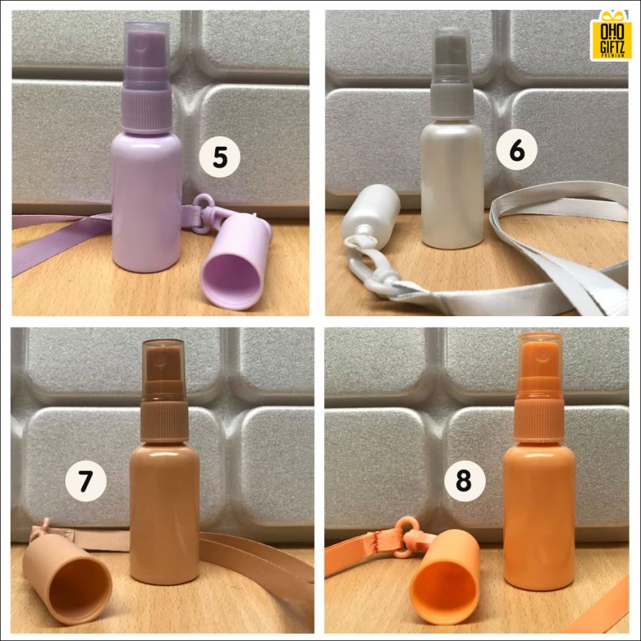 ขวดสเปรย์บรรจุแอลกอฮอล์พร้อมใช้มาพร้อมสายคล้องคอ ติดโลโก้ฟรี