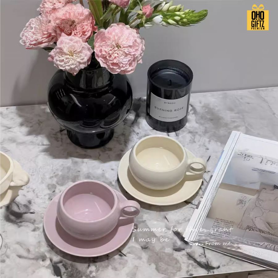 ถ้วยกาแฟสไตล์นอร์ดิก สกรีนชื่อ สกรีนโลโก้ ทำเป็นของพรีเมี่ยมได้