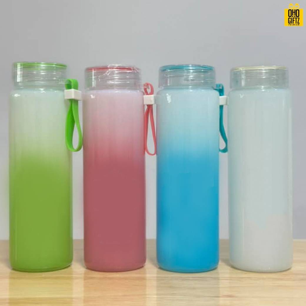 ขวดแก้วสีพาสเทล สกรีนชื่อ สกรีนโลโก้ ทำเป็นของพรีเมี่ยมได้