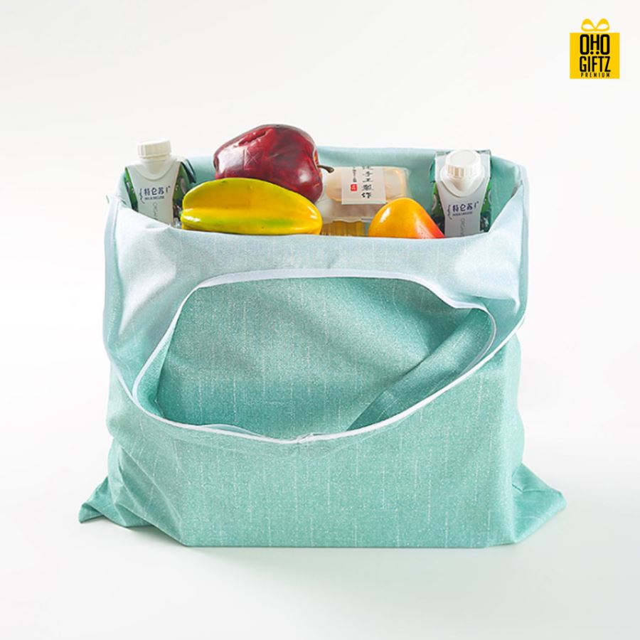 กระเป๋าช้อปปิ้งพับเก็บได้ สกรีนโลโก้  ทำเป็นของพรีเมี่ยม