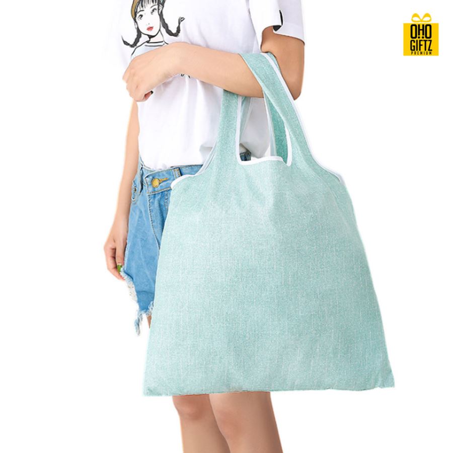 กระเป๋าช้อปปิ้งพับเก็บได้ สกรีนโลโก้  ทำเป็นของพรีเมี่ยม