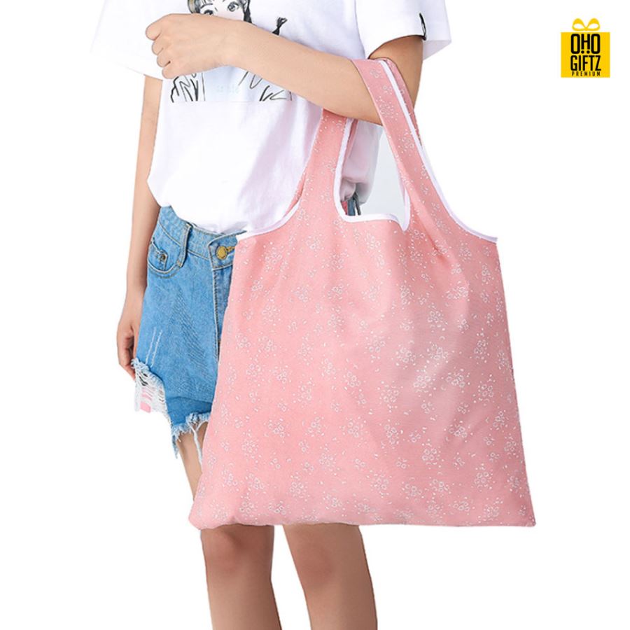กระเป๋าช้อปปิ้งพับเก็บได้ สกรีนโลโก้  ทำเป็นของพรีเมี่ยม