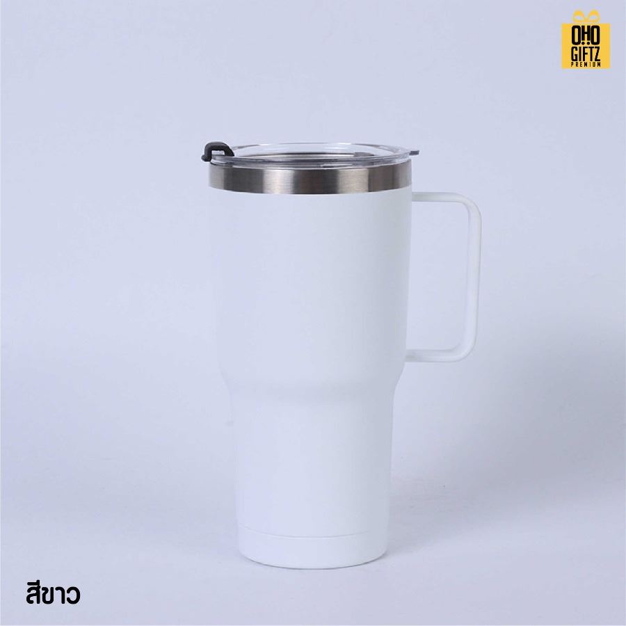 แก้วสแตนเลสเก็บความเย็นมีหู สกรีนโลโก้ ทำเป็นของพรีเมี่ยมได้