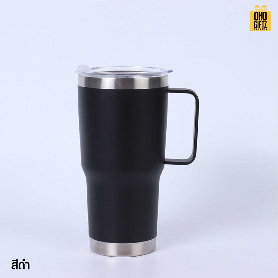 แก้วสแตนเลสเก็บความเย็นมีหู สกรีนโลโก้ ทำเป็นของพรีเมี่ยมได้