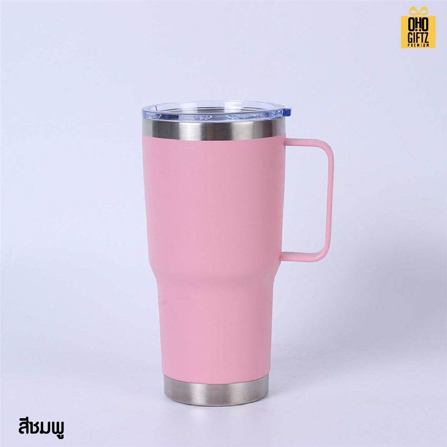 แก้วสแตนเลสเก็บความเย็นมีหู สกรีนโลโก้ ทำเป็นของพรีเมี่ยมได้