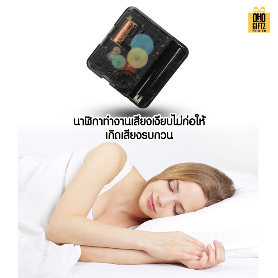 นาฬิกาติดผนังไม้จำลอง สกรีนชื่อ สกรีนโลโก้ ทำเป็นของพรีเมี่ยมได้ 