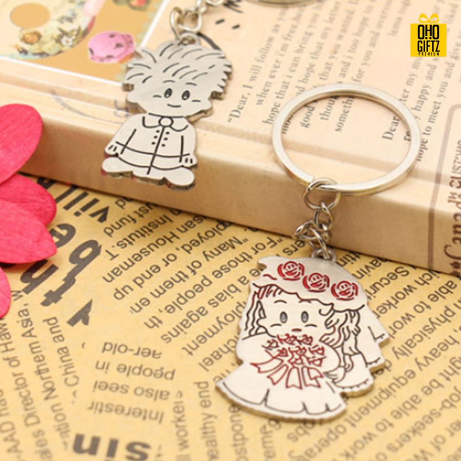 เซตพวงกุญแจคู่  พิมพ์สติกเกอร์ชื่อฟรี ทำเป็นของพรีเมี่ยม ของชำร่วยงานเเต่งงานได้