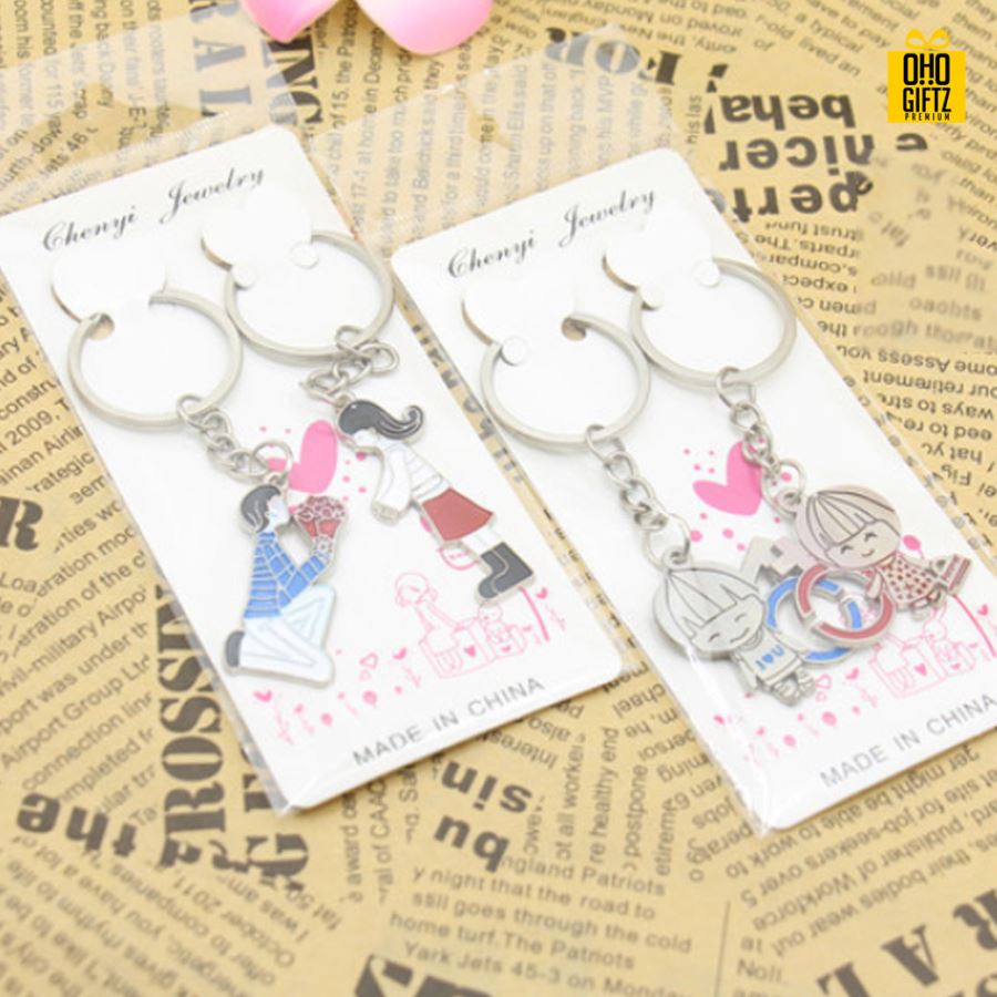 เซตพวงกุญแจคู่  พิมพ์สติกเกอร์ชื่อฟรี ทำเป็นของพรีเมี่ยม ของชำร่วยงานเเต่งงานได้