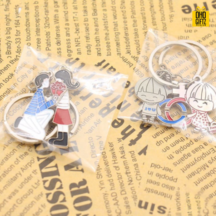 เซตพวงกุญแจคู่  พิมพ์สติกเกอร์ชื่อฟรี ทำเป็นของพรีเมี่ยม ของชำร่วยงานเเต่งงานได้