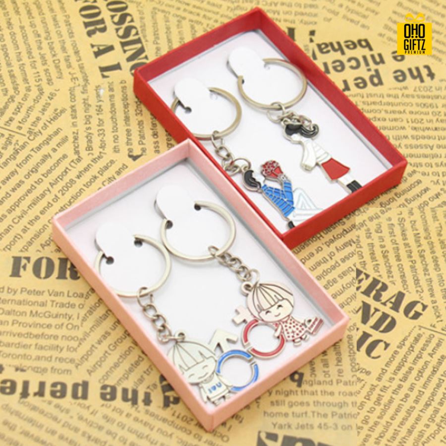 เซตพวงกุญแจคู่  พิมพ์สติกเกอร์ชื่อฟรี ทำเป็นของพรีเมี่ยม ของชำร่วยงานเเต่งงานได้