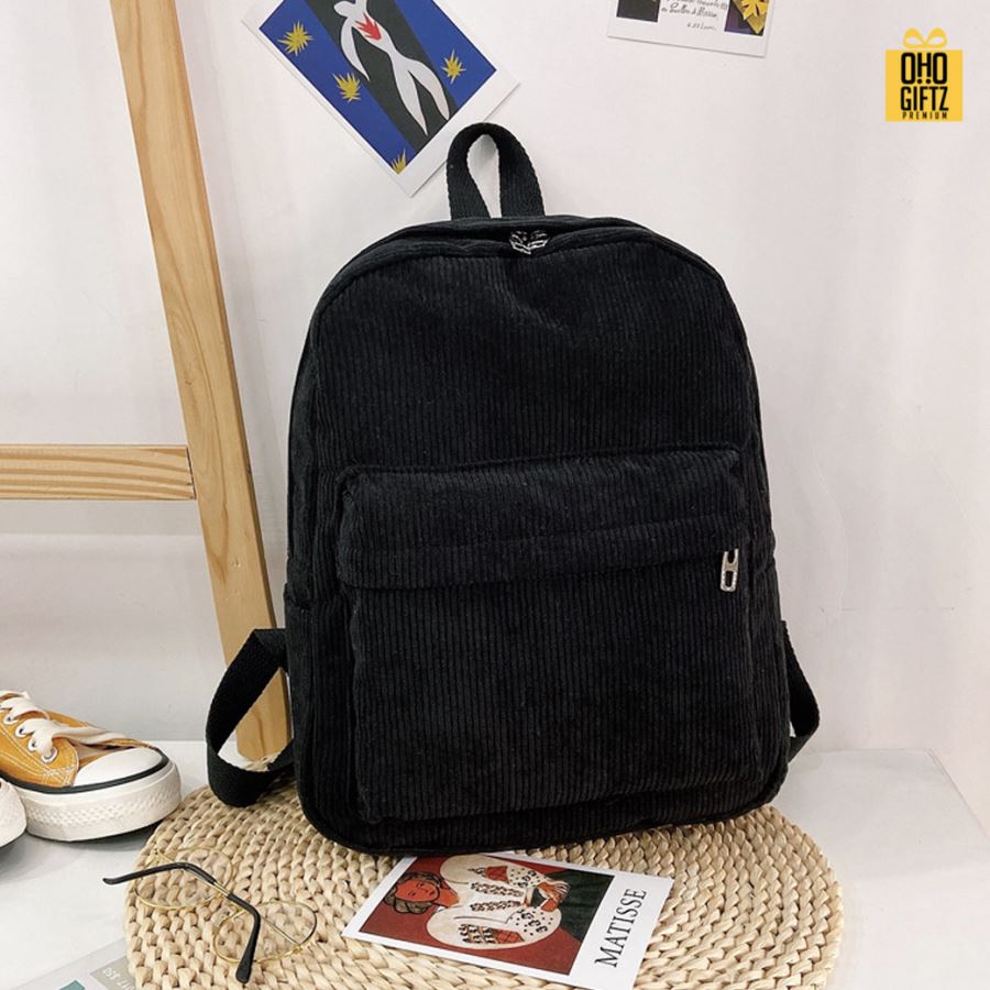 กระเป๋าเป้แฟชั่นผ้าลูกฟูก สกรีนโลโก้ ทำเป็นของพรีเมี่ยม