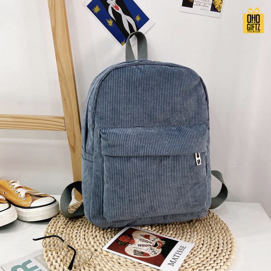 กระเป๋าเป้แฟชั่นผ้าลูกฟูก สกรีนโลโก้ ทำเป็นของพรีเมี่ยม