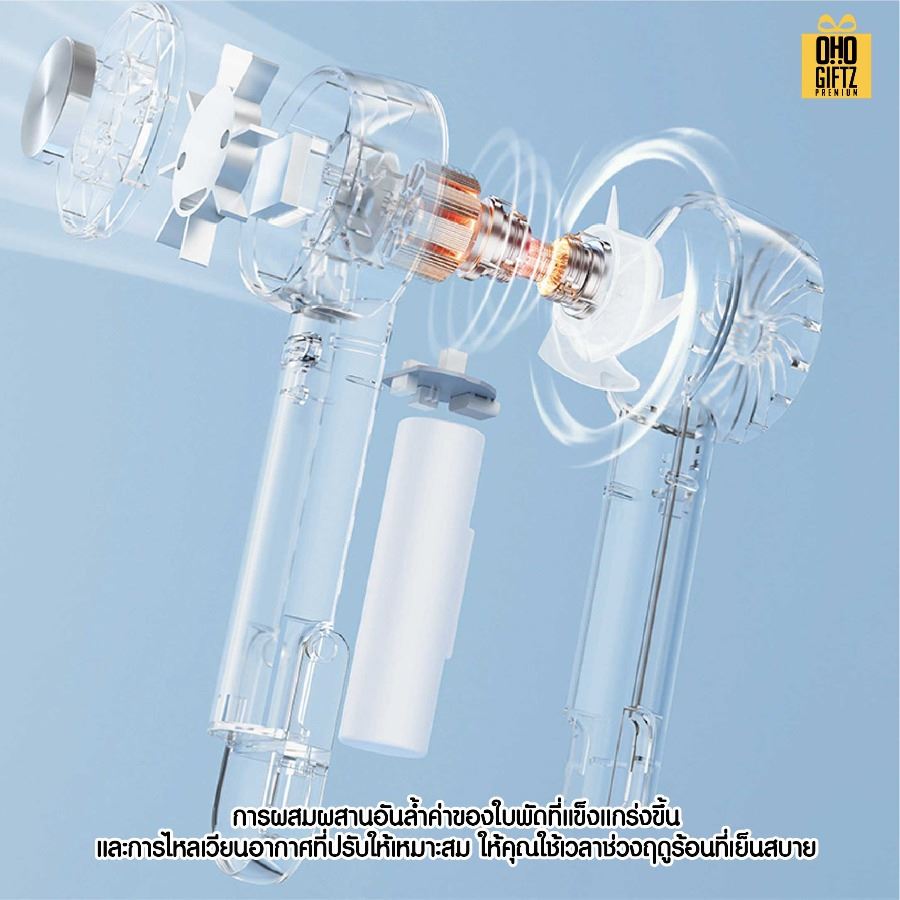 พัดลมมือถือพกพามีไอเย็น สกรีนโลโก้ ทำเป็นของพรีเมี่ยม