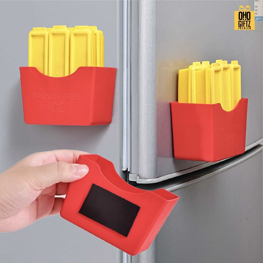 ถาดทำน้ำแข็งพลาสติกทรงเฟรนช์ฟราย แม่เหล็กติดตู้เย็น สกรีนชื่อ สกรีนโลโก้ ทำเป็นของพรีเมี่ยมได้