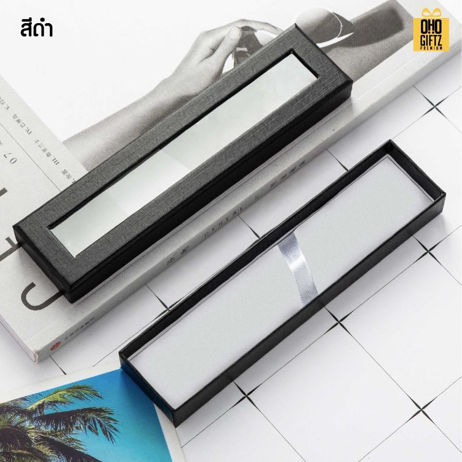 กล่องใส่ปากกาแบบเจาะหน้าต่าง สกรีนโลโก้ ทำเป็นของพรีเมี่ยม 
