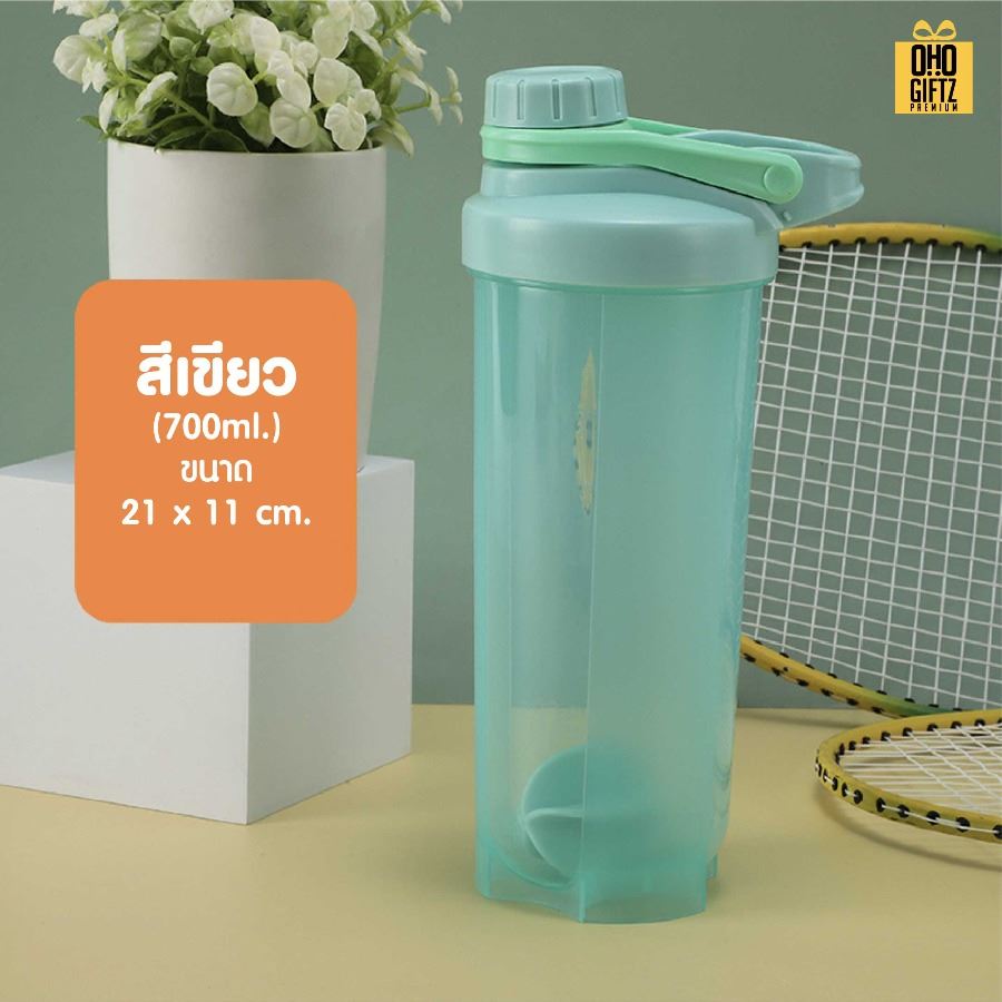 ถ้วยโปรตีนเชคสีพาสเทล สกรีนโลโก้ ทำเป็นของพรีเมี่ยมได้