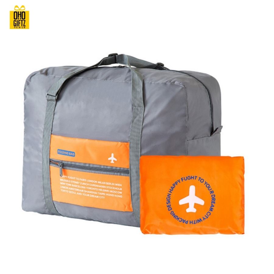 กระเป๋าเสื้อผ้าพับเก็บได้ สกรีนโลโก้ฟรี 1 สี 1 จุด!!