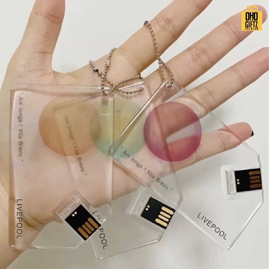 แฟลชไดร์ฟการ์ดแบบใส สกรีนได้ไม่จำกัดสี สกรีนชื่อร้าน ทำเป็นของพรีเมี่ยมได้