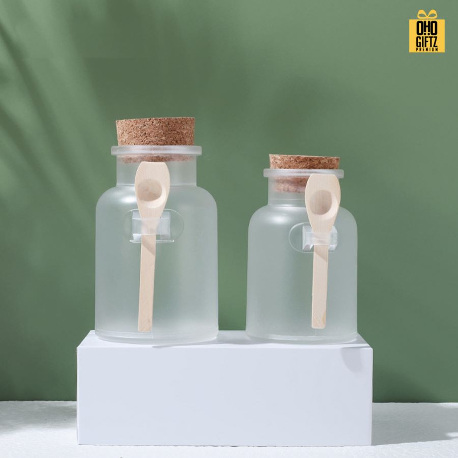 ขวด ABS ใส่เกลืออาบน้ำ สกรีนชื่อ สกรีนโลโก้  ทำเป็นของพรีเมี่ยมได้