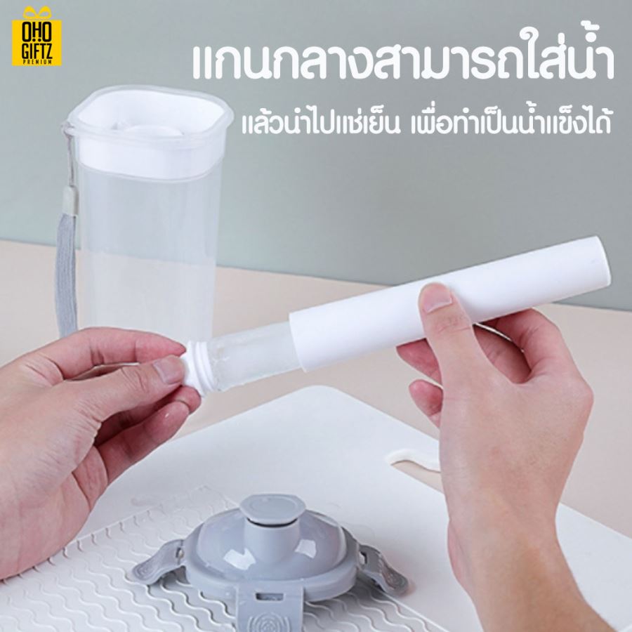 กระบอกน้ำพลาสติกใส สกรีนชื่อ สกรีนโลโก้ ทำเป็นของพรีเมี่ยมได้ 
