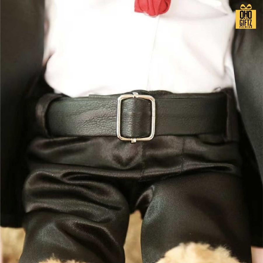 ตุ๊กตาหมีสูทดำ สกรีนโลโก้ ทำเป็นของพรีเมี่ยมได้ 