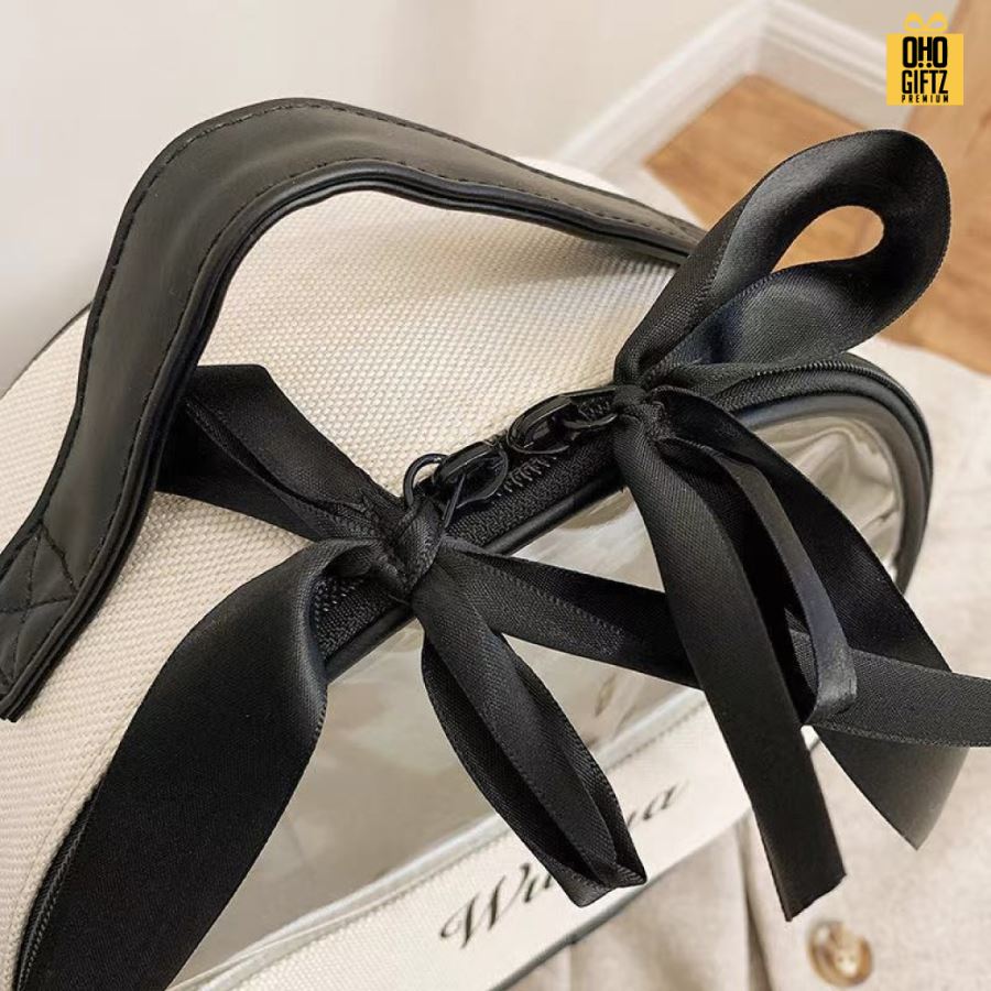 กระเป๋าใส่เครื่องสำอางสไตล์เกาหลี สกรีนโลโก้  ทำเป็นของพรีเมี่ยมได้