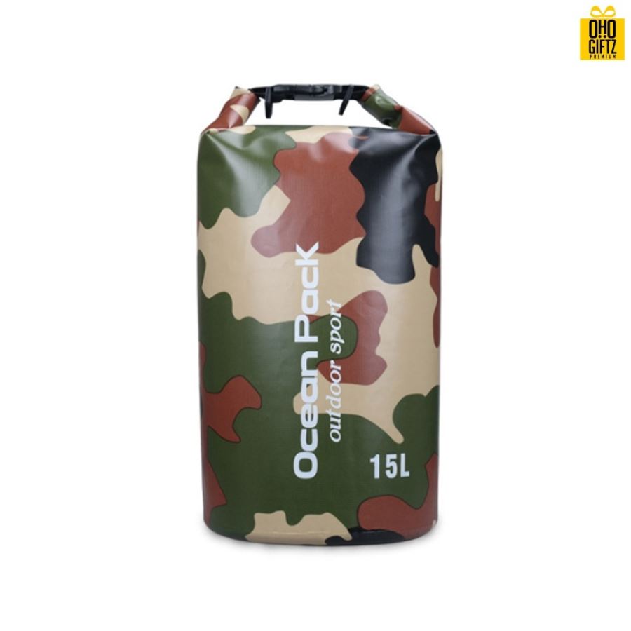 กระเป๋ากันน้ำ ลายพราง สกรีนโลโก้ ทำเป็นของพรีเมี่ยมได้