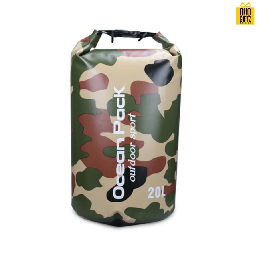 กระเป๋ากันน้ำ ลายพราง สกรีนโลโก้ ทำเป็นของพรีเมี่ยมได้