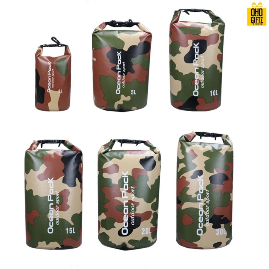 กระเป๋ากันน้ำ ลายพราง สกรีนโลโก้ ทำเป็นของพรีเมี่ยมได้