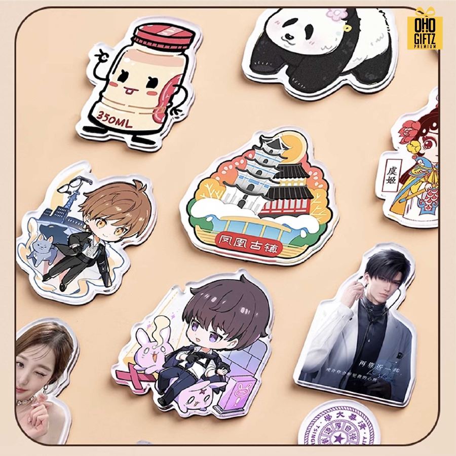 แม่เหล็กติดตู้เย็นอะคริลิค พิมพ์ภาพและไดคัทตามต้องการ สกรีนโลโก้ ทำเป็นของพรีเมี่ยมได้