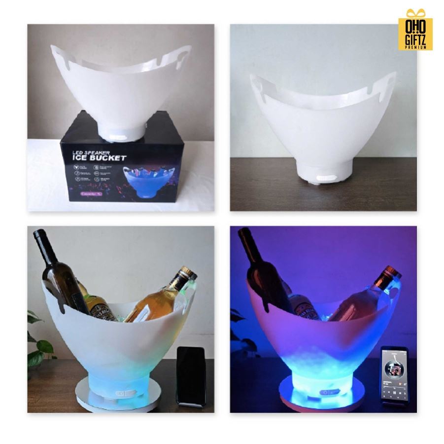 ถังน้ำแข็ง LED ลำโพง Bluetooth ชาร์จ USB สกรีนชื่อ สกรีนโลโก้ ทำเป็นของพรีเมี่ยมได้ 