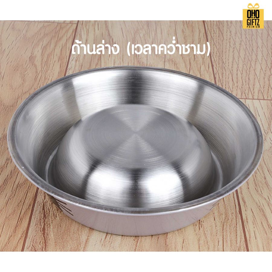 ชามสแตนเลสใส่อาหารแมว มียางกันลื่น สกรีนโลโก้ ทำเป็นของพรีเมี่ยม