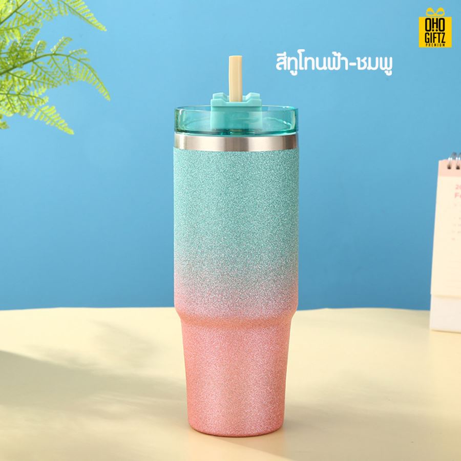 แก้วกากเพชรเก็บความเย็น สกรีนโลโก้  ทำเป็นของพรีเมี่ยมได้