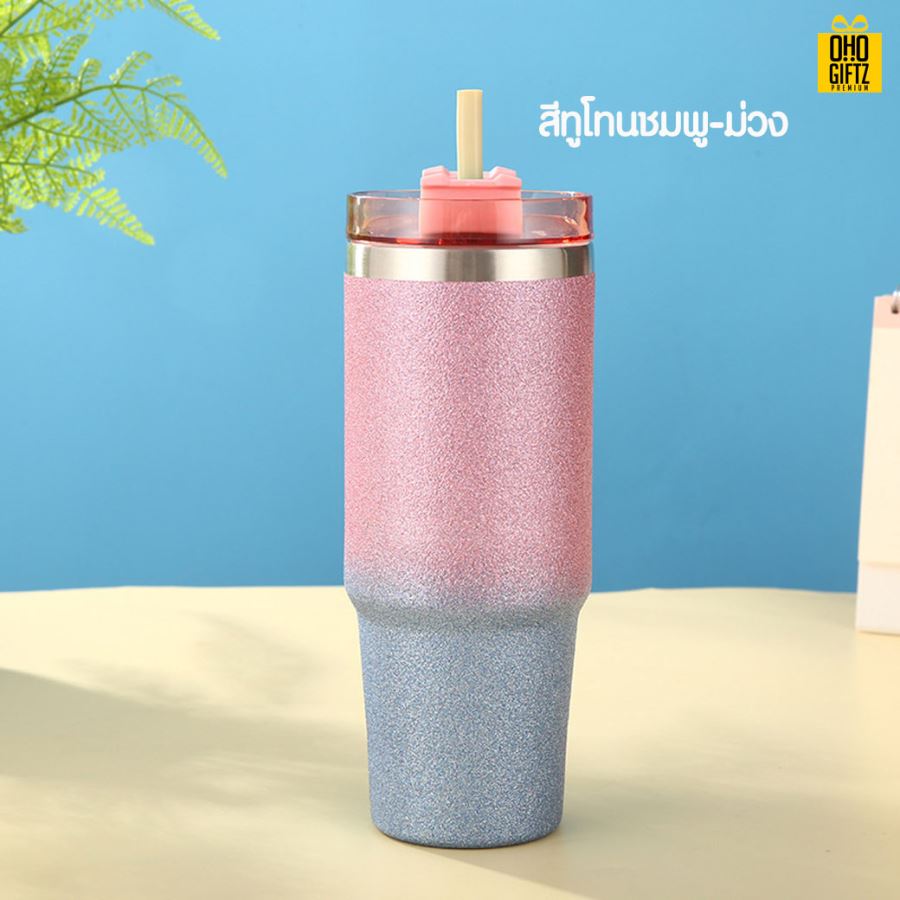 แก้วกากเพชรเก็บความเย็น สกรีนโลโก้  ทำเป็นของพรีเมี่ยมได้